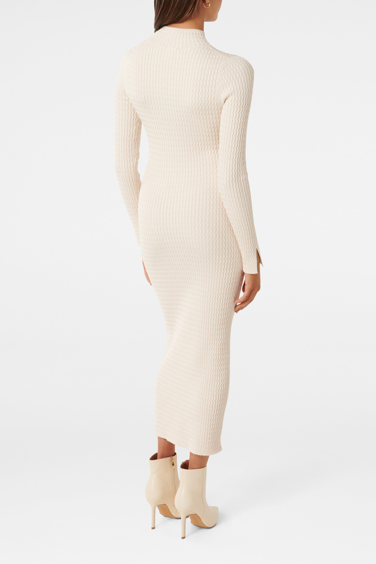 GEORGIA PETITE TEXTURED KNITTED DRESS CREAM 2