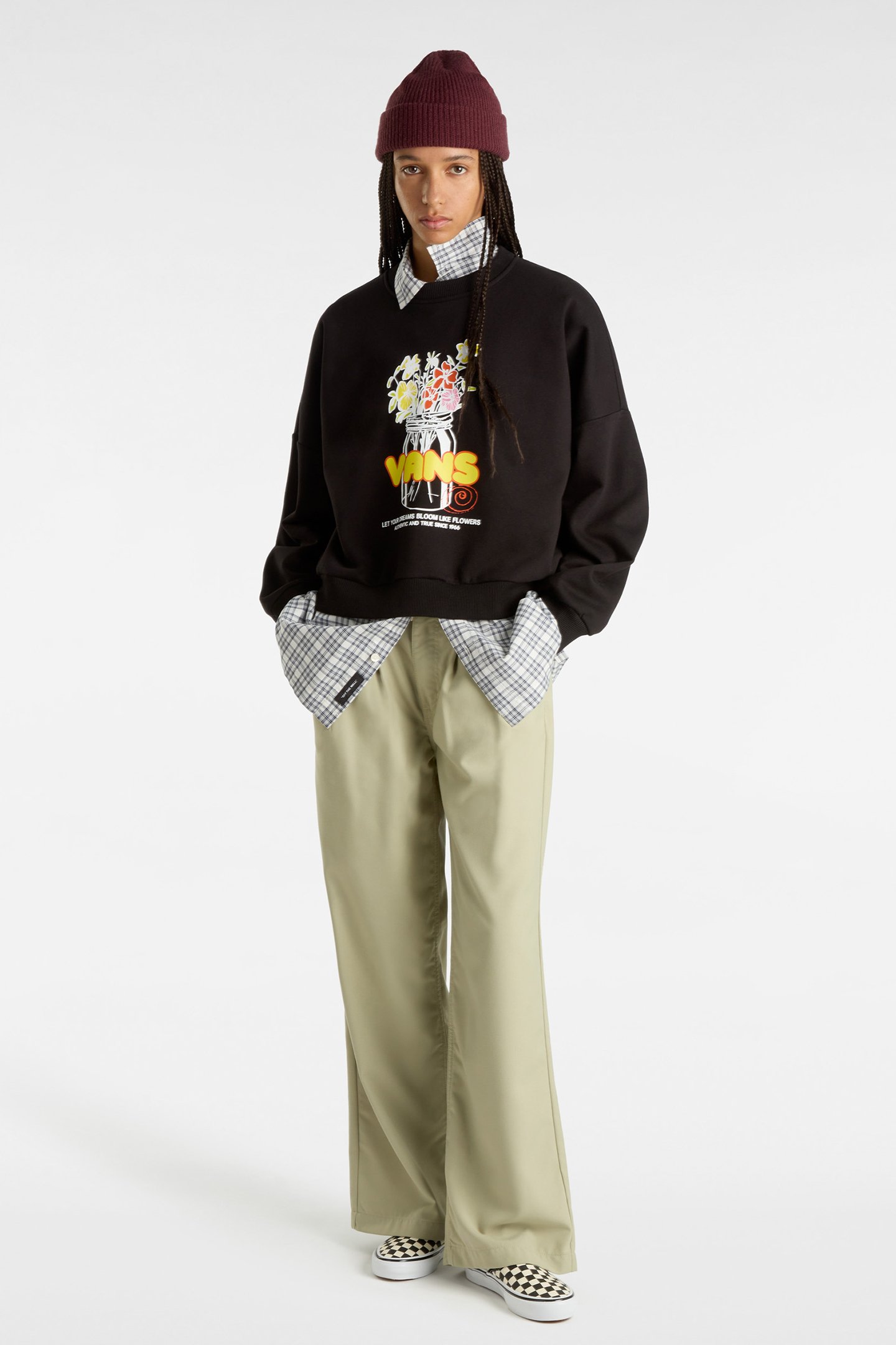 BOUQUET LOOSE CREW FLEECE BLACK 3