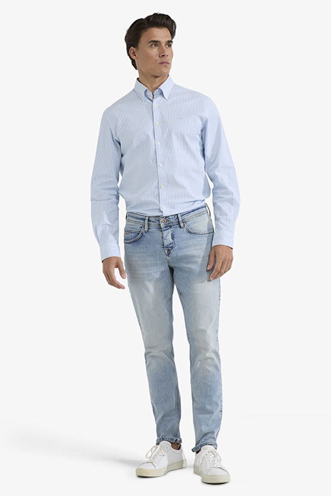 STRETCH OXFORD SHIRT SMALL STRIPE LIGHT BLUE 2