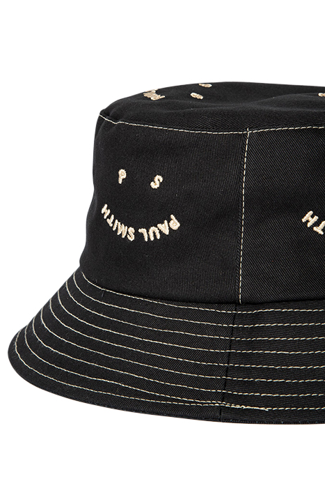 MEN HAT BUCKET HAPPY BLACK 3
