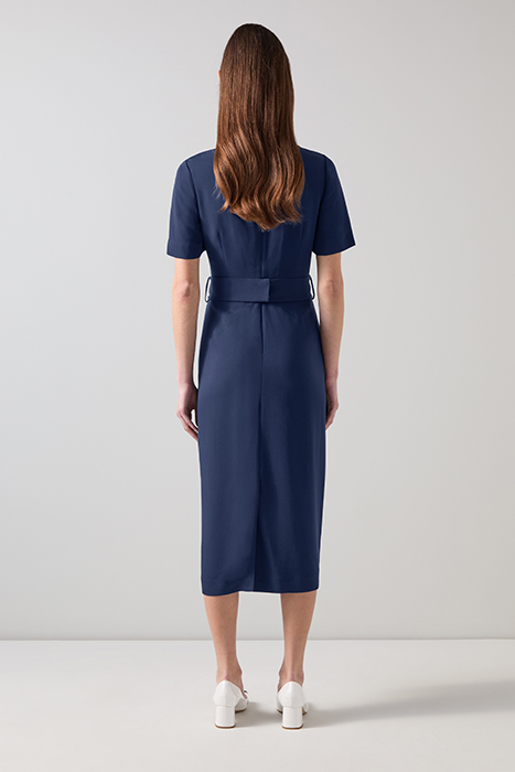 KLAUDIA BELTED MIDI DRESS NAVY 2