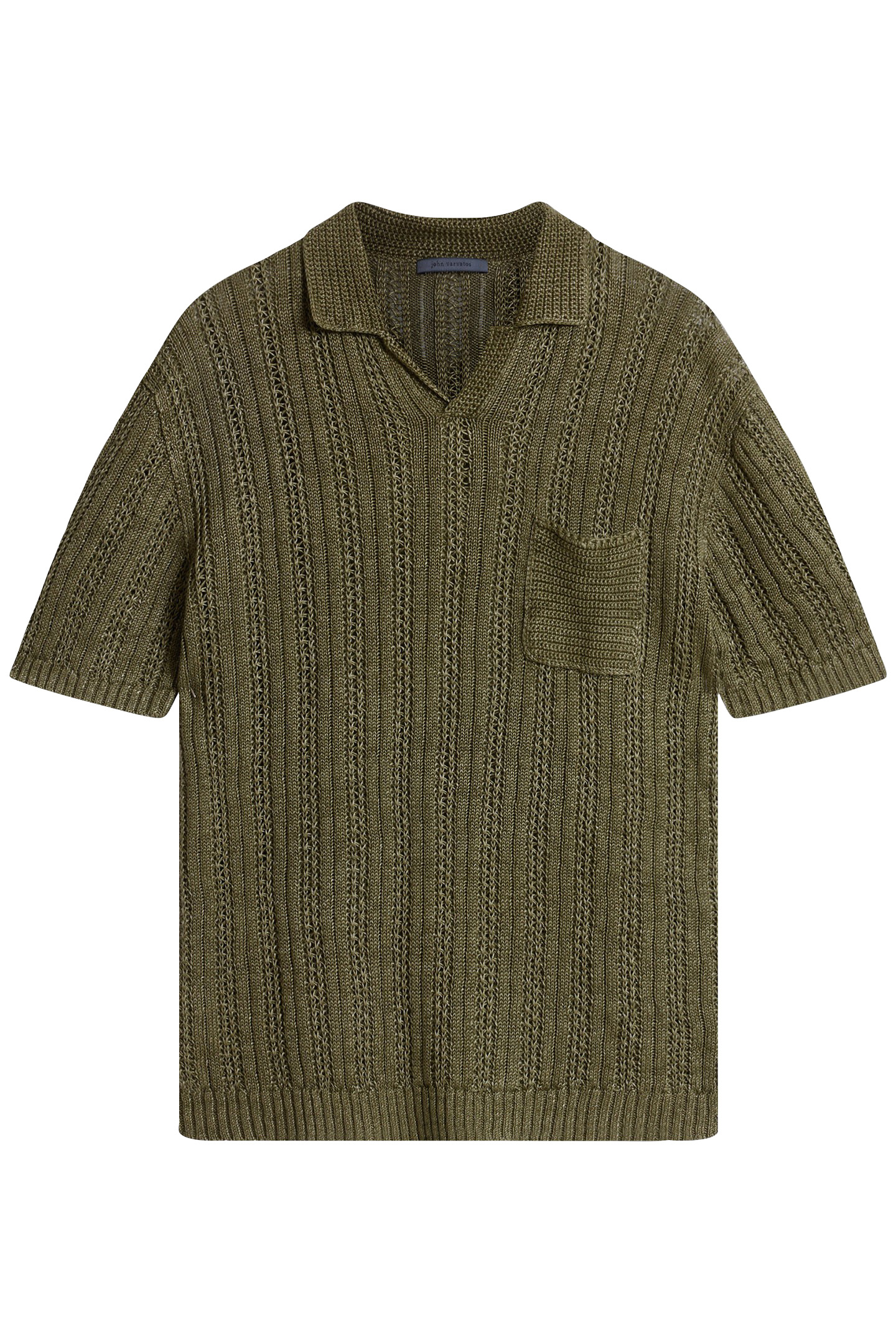 ODIN LS TEXTURE LINEN SWEATER DARK MOSS 2