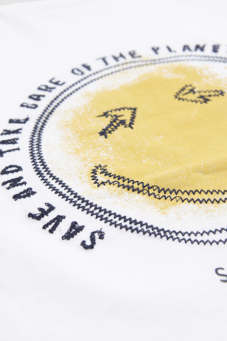 BOYS’ WHITE COTTON T-SHIRT WITH SMILEYWORLD PRINT & EMBROIDE 5