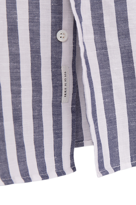 NAVY STRIPED LINEN BLEND SLIM SHIRT 3