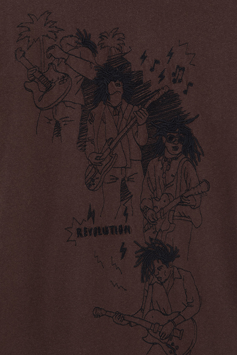 CHOCOLATE T-SHIRT WITH REGGAE EMBROIDERY 7