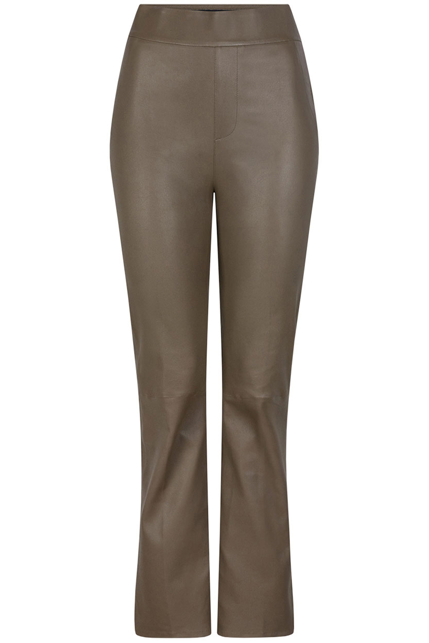 TYSON FLARE LEATHER PANTS GREEN CLAY 3