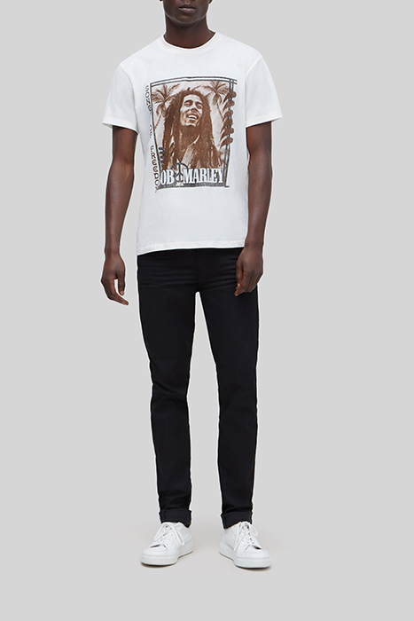WHITE ORGANIC COTTON T-SHIRT, BOB MARLEY IMAGE 3