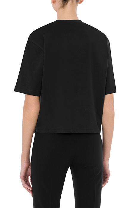 CROPPED T-SHIRT IN DRAWN TEDDY BEAR ORGANIC JERSEY BLACK 2