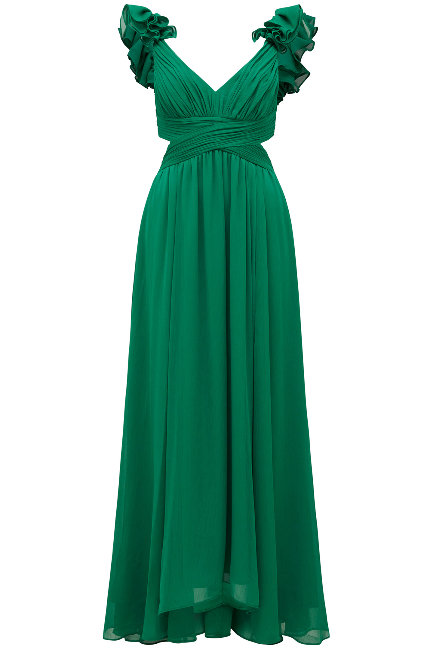 SELENA RUFFLE SHOULDER MAXI DRESS GREEN 3