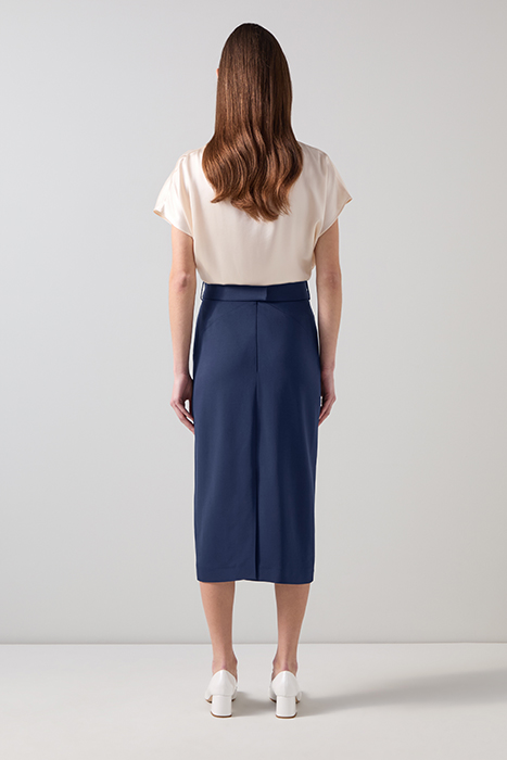 KLAUDIA BELTED MIDI SKIRT NAVY 2
