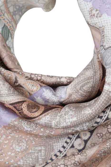 SILK SCARF ST. TROPEZ PATCHWORK MARRAKESH SALMON 2