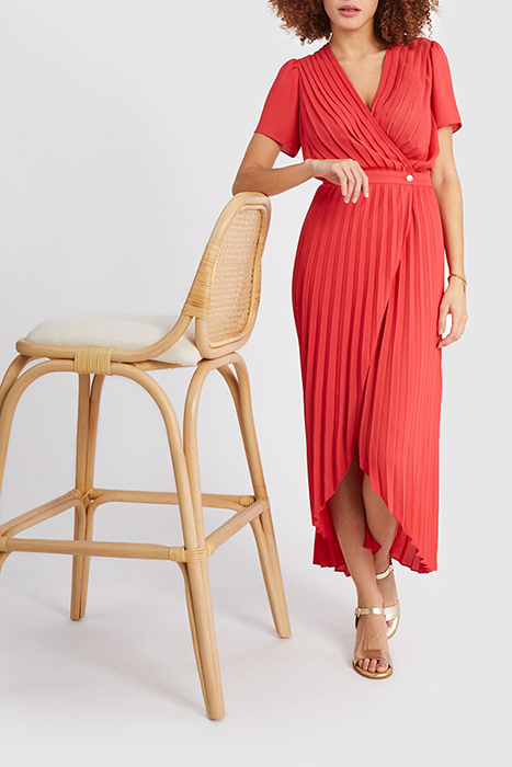 CANDY FLASH PLEATED LONG WRAP DRESS 4