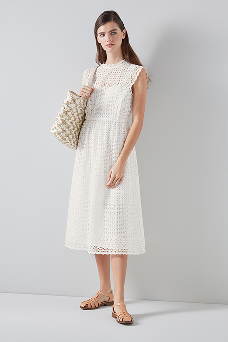 LAILA PETITE MIDI DRESS WHITE 4