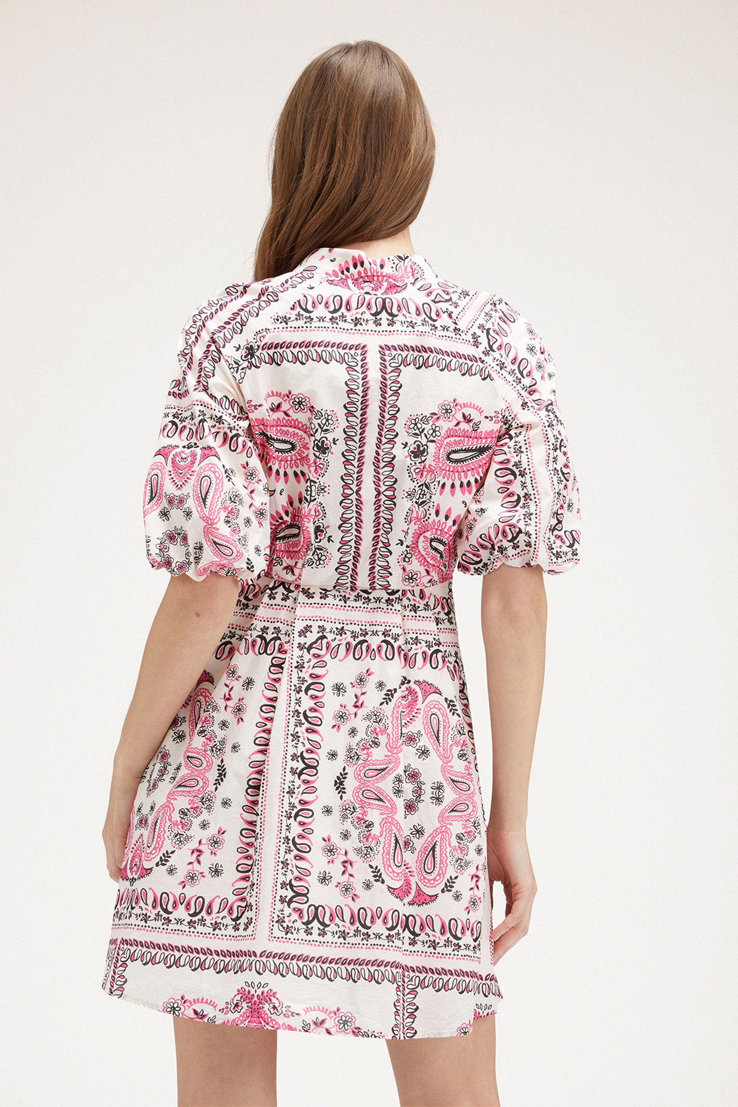 FOULARD-PATTERNED FLARED SHORT DRESS WHITE 2