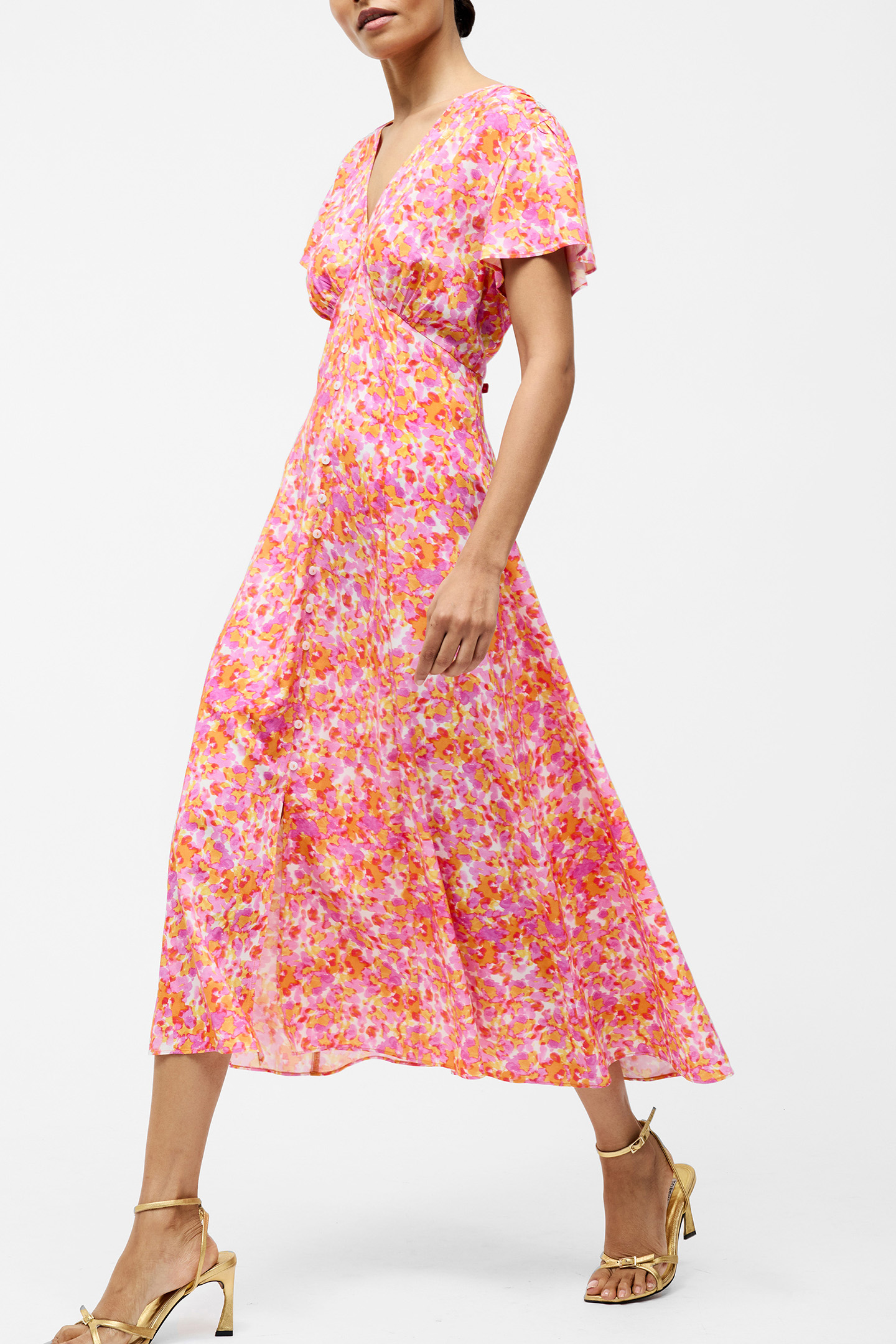 CASS BUTTON DRESS PERSIMMON MULTI 3