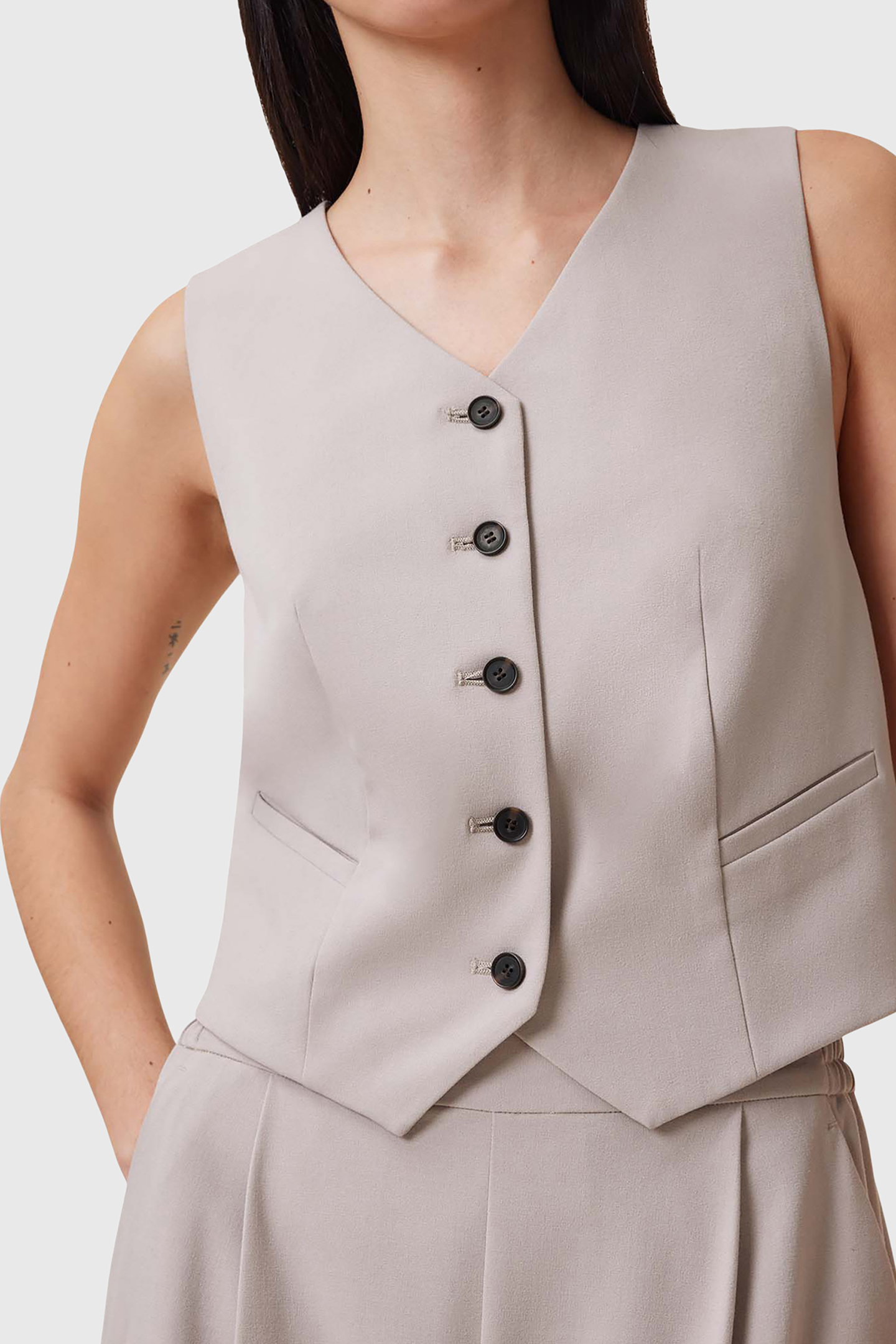 ALEIDA TRI WAISTCOAT GREIGE BROWN 6