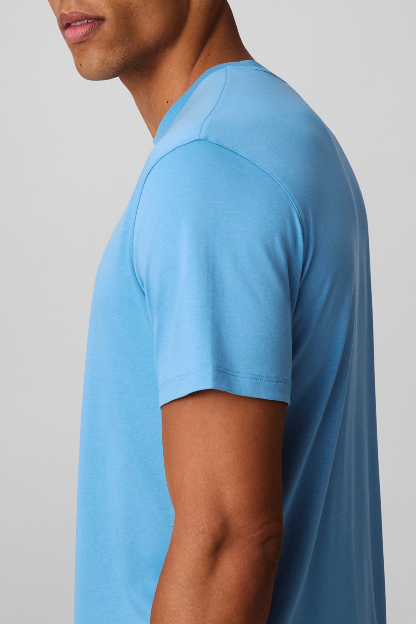 SS SUPIMA CHEST EMB T-SHIRT BLUE STEAM 4