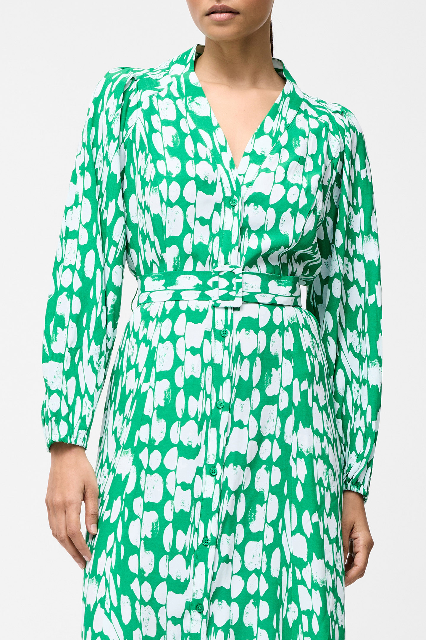 ISLANNA LONG SLEEVE BELTED MIDI DRESS JELLYBEAN/WHITE 4