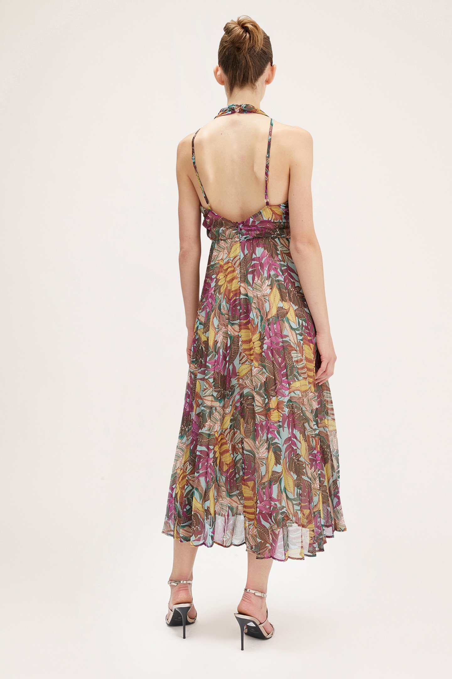 ETHNIC PATTERN GEORGETTE DRESS WITH SCARF VIOLET 2