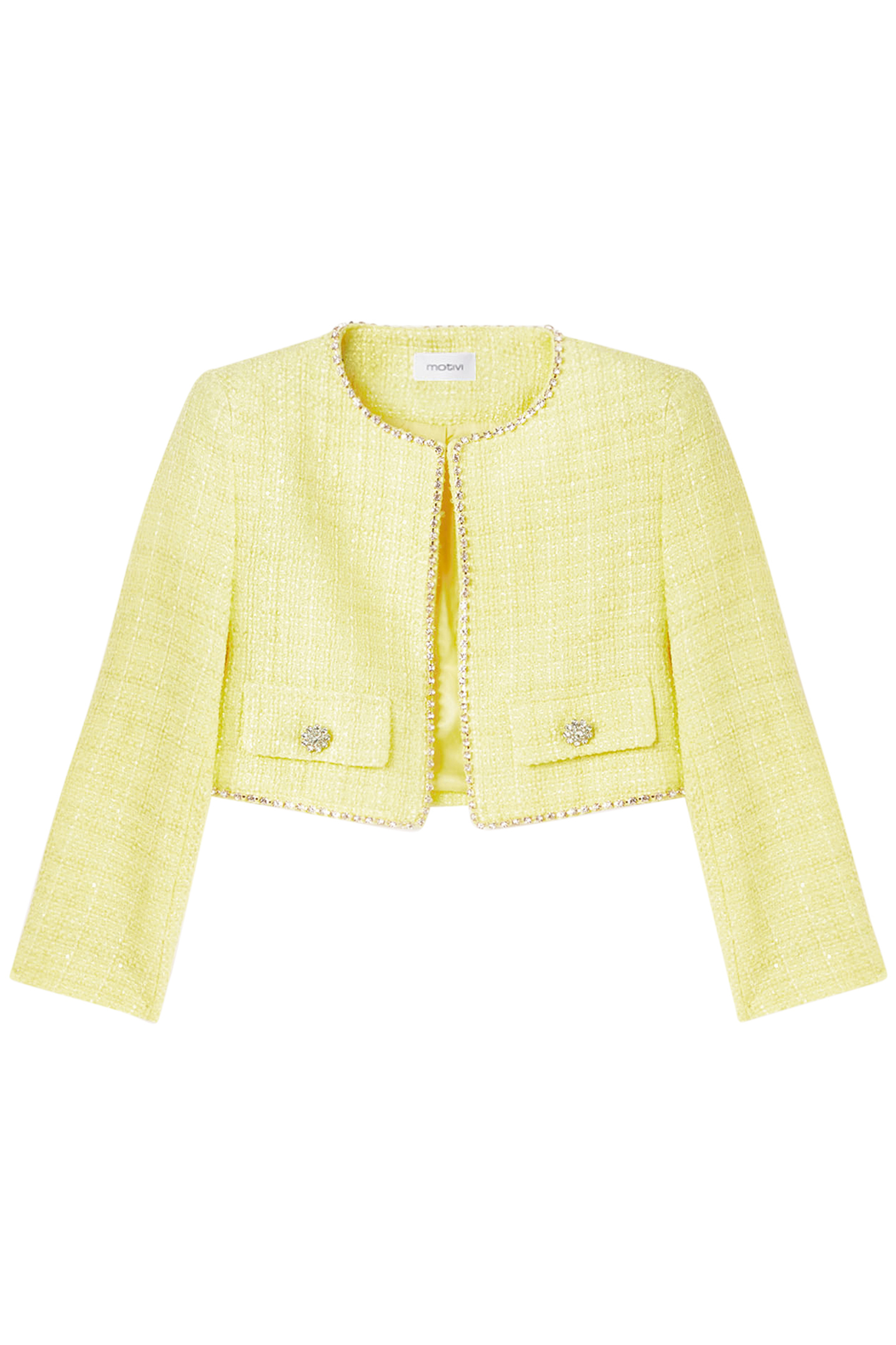TWEED BOLERO JACKET WITH GEMSTONE EMBROIDERY YELLOW 4