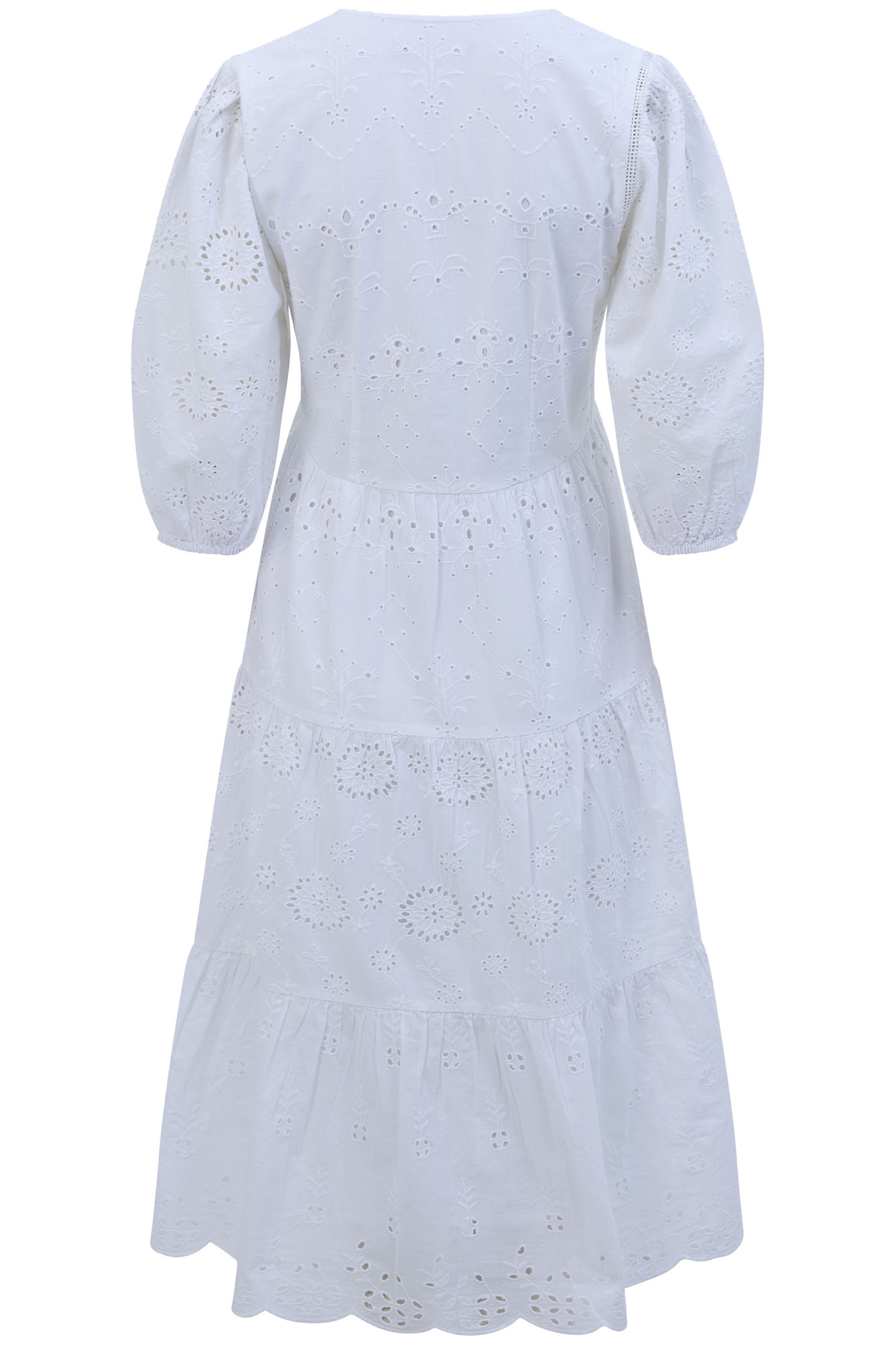 BRODERIE ANGLAISE TIERED DRESS WHITE 2