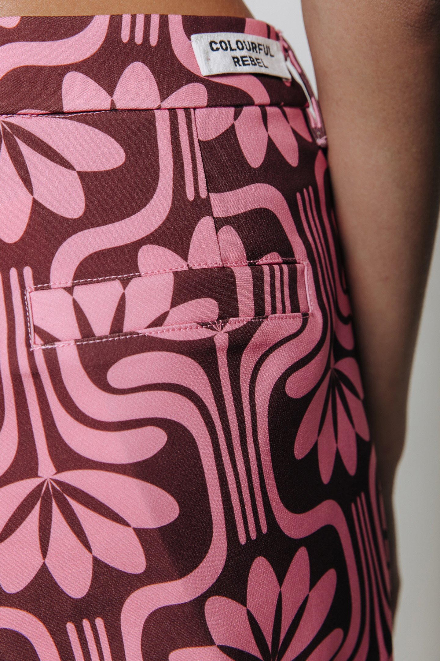 WENDE RETRO FLOWER LOW WAIST PANTS OLD PINK 4