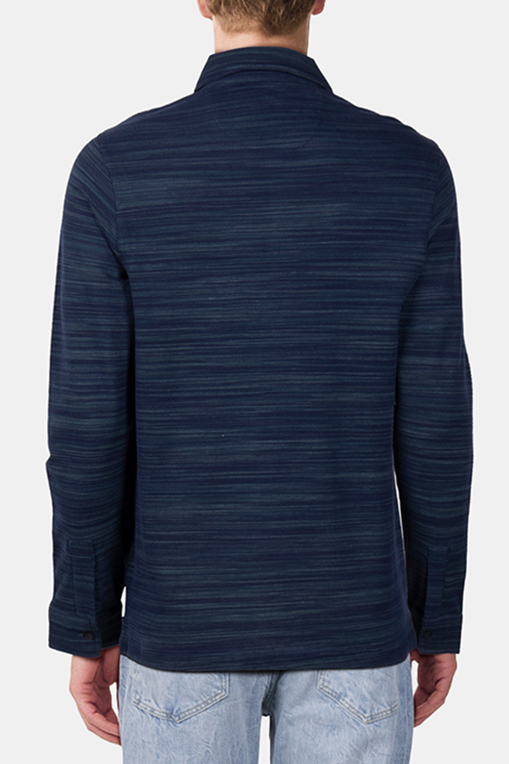LS SPACE DYED BUTTON FRONT POLO INK BLUE 2