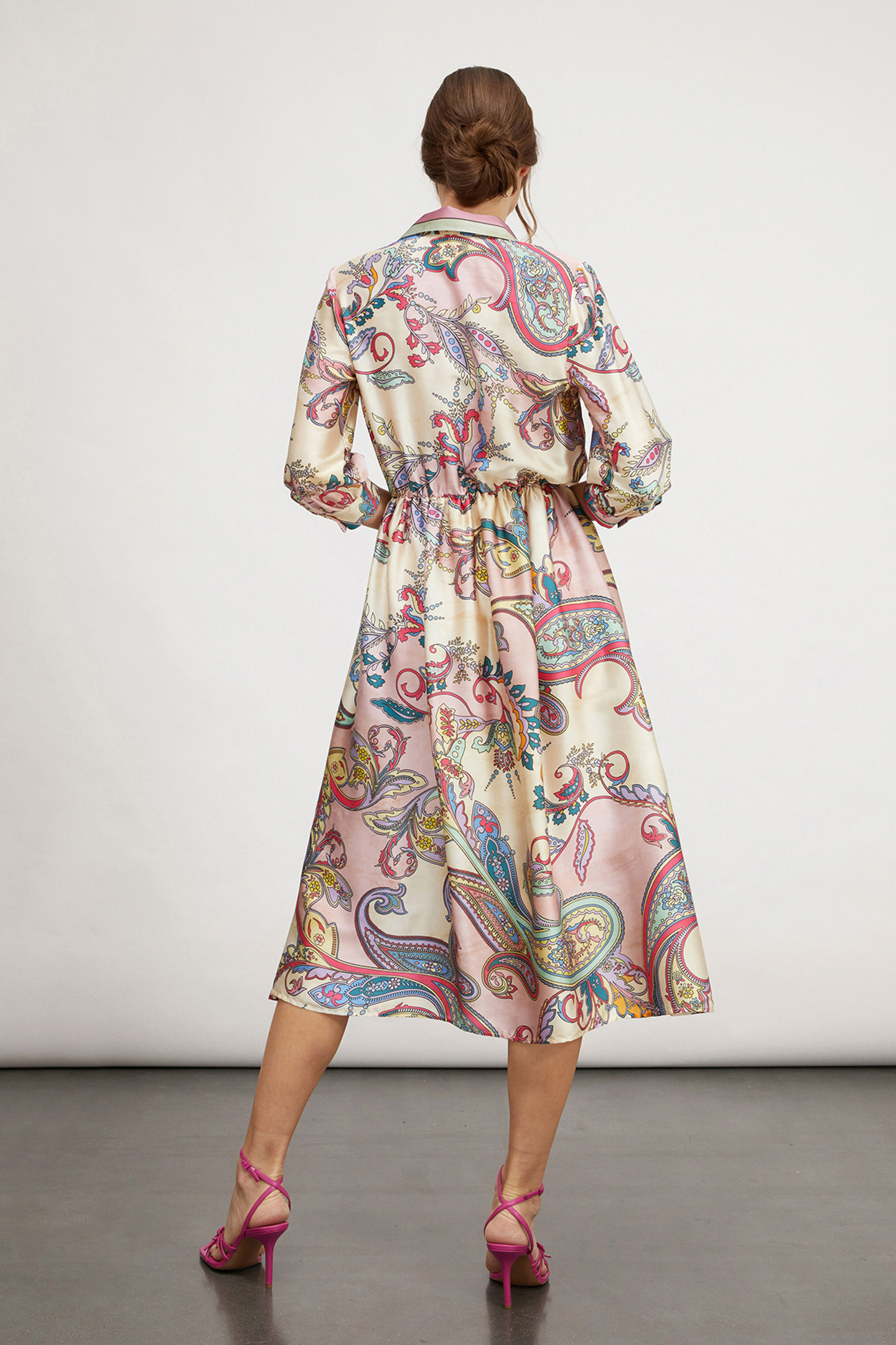 DRESS WITH CASHMERE PATTERN COLLAR RED 2