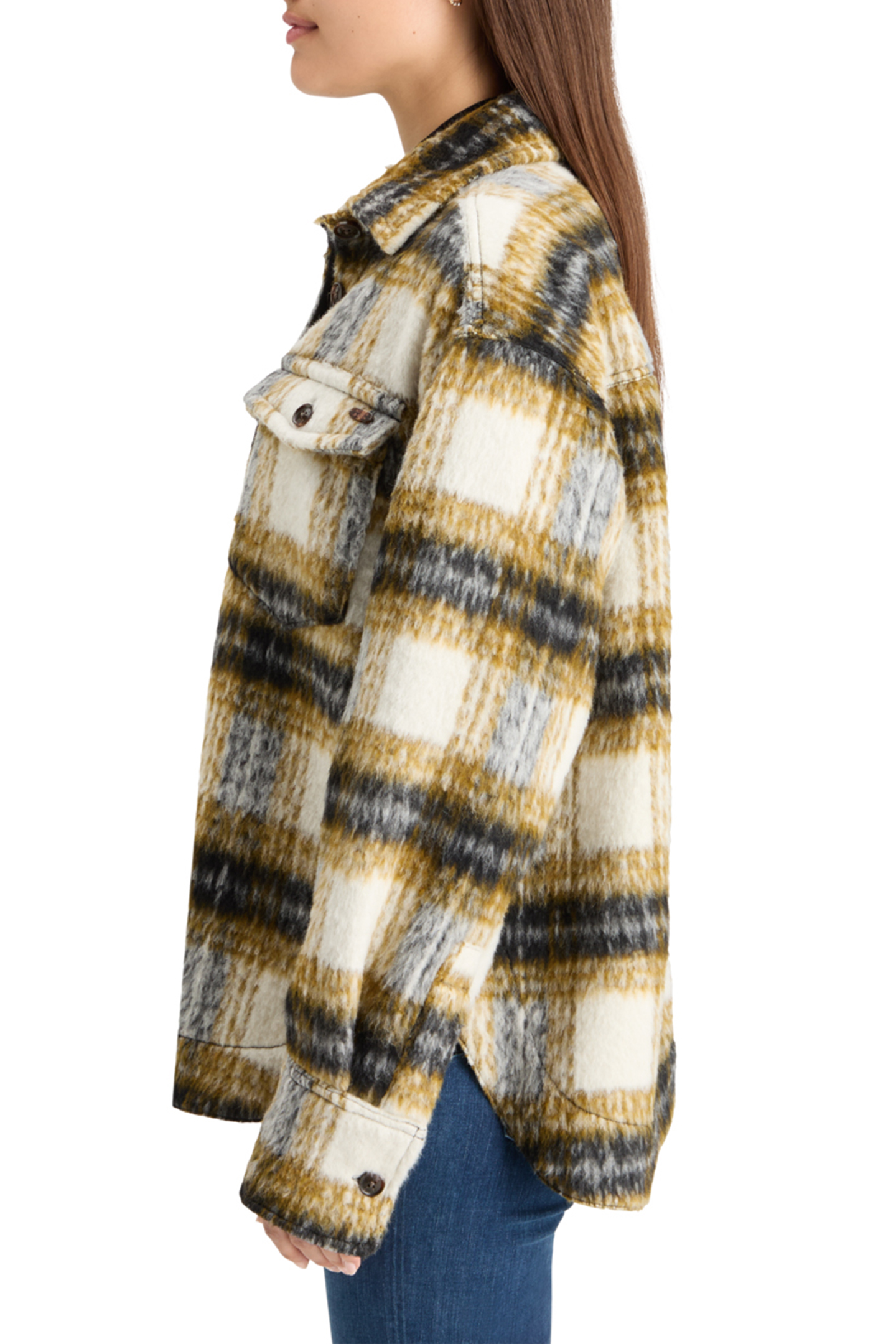 BRUSHED CHECK WOOL MIX SHIRT JACKET OLIVE CHECK 6