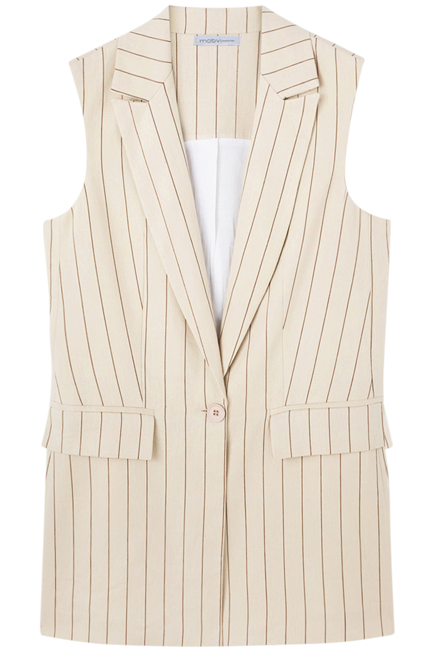 LONG PINSTRIPED WAISTCOAT NATURAL 4
