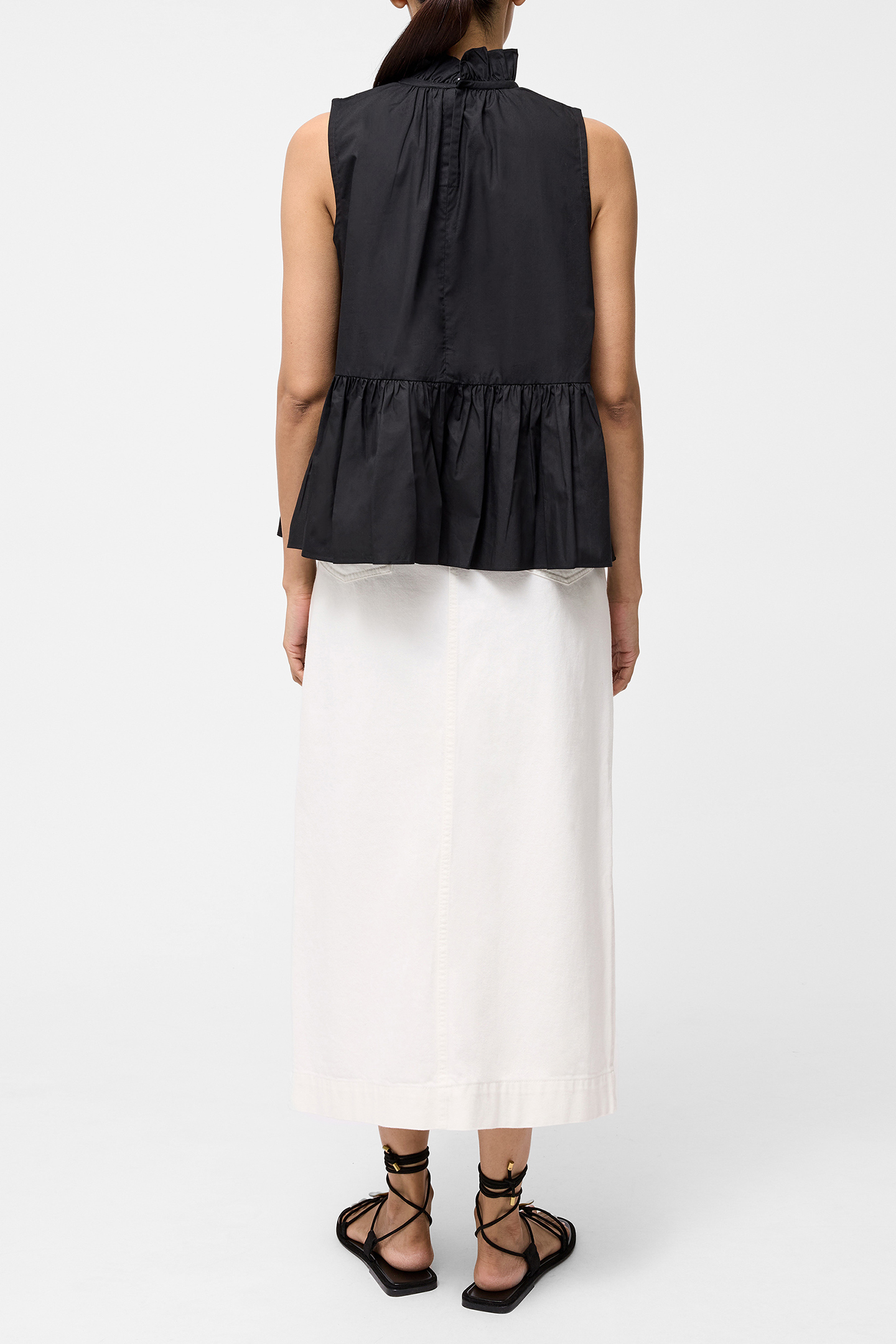 HIGH NECK SLEEVELESS POPLIN TOP BLACK 2