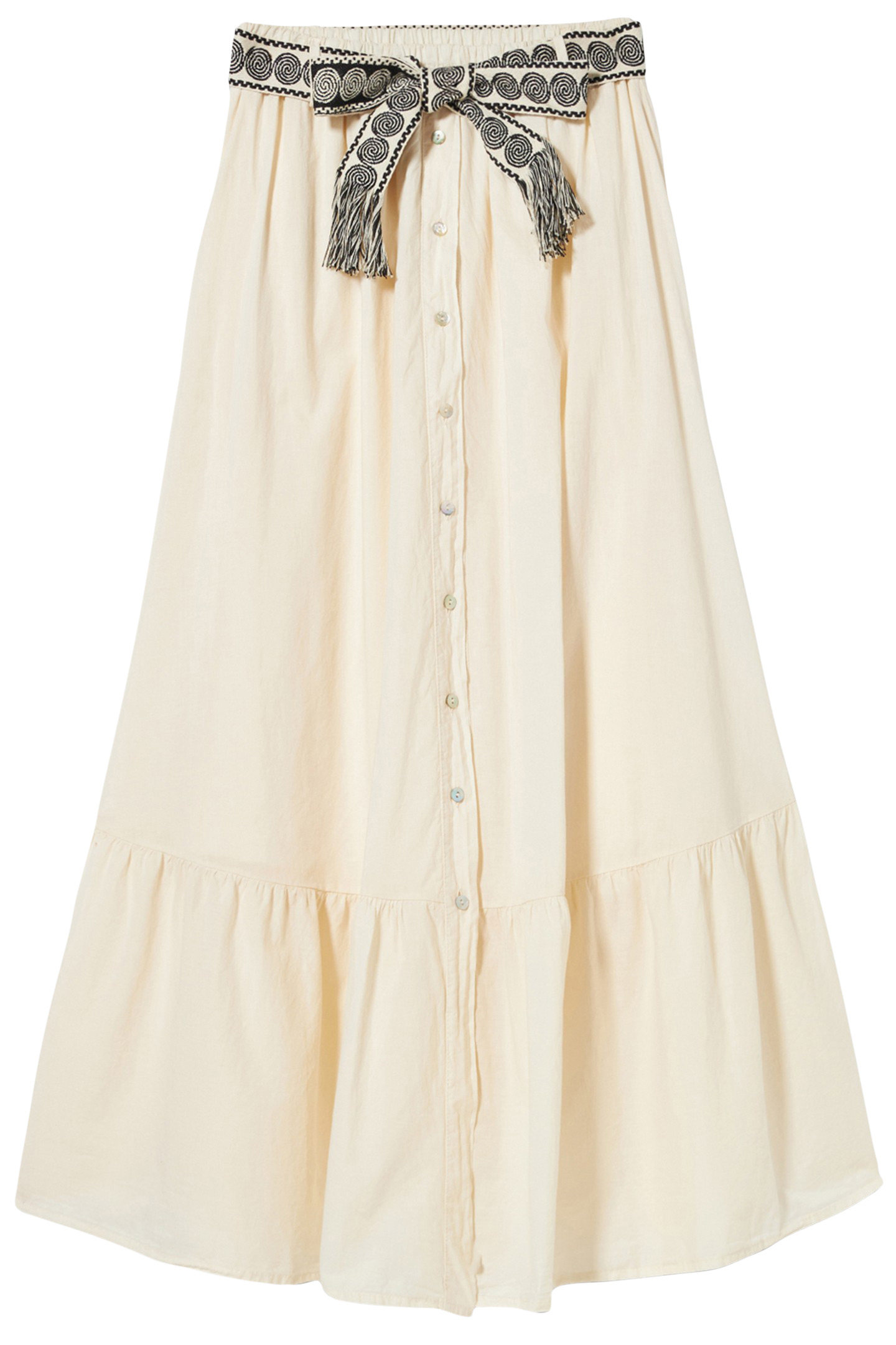 LONG SKIRT WITH BUTTONS AND SASH WHITE 3