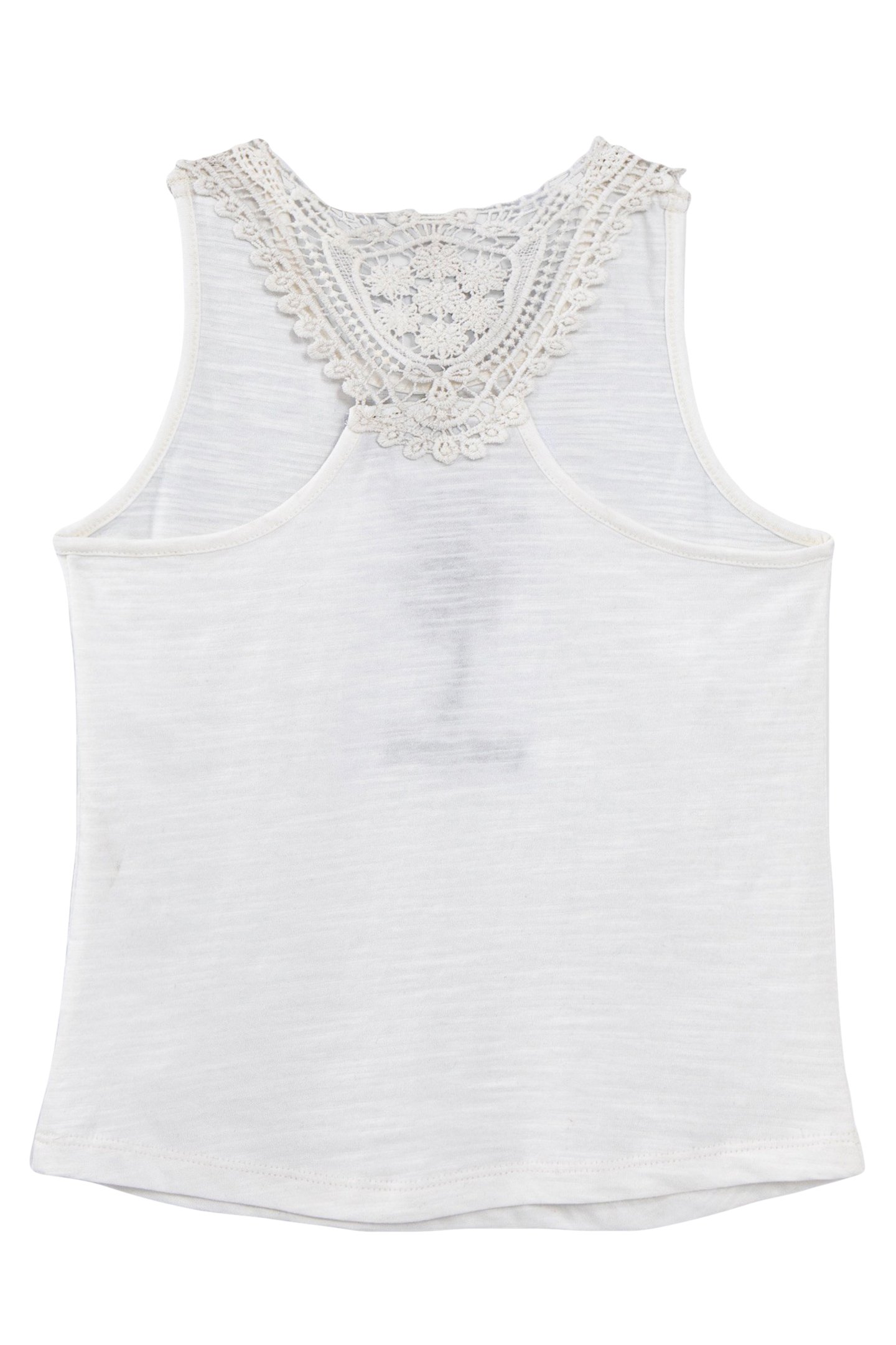 GIRLS' ECRU ORGANIC COTTON VEST TOP WITH MACRAMÉ LACE BACK 2