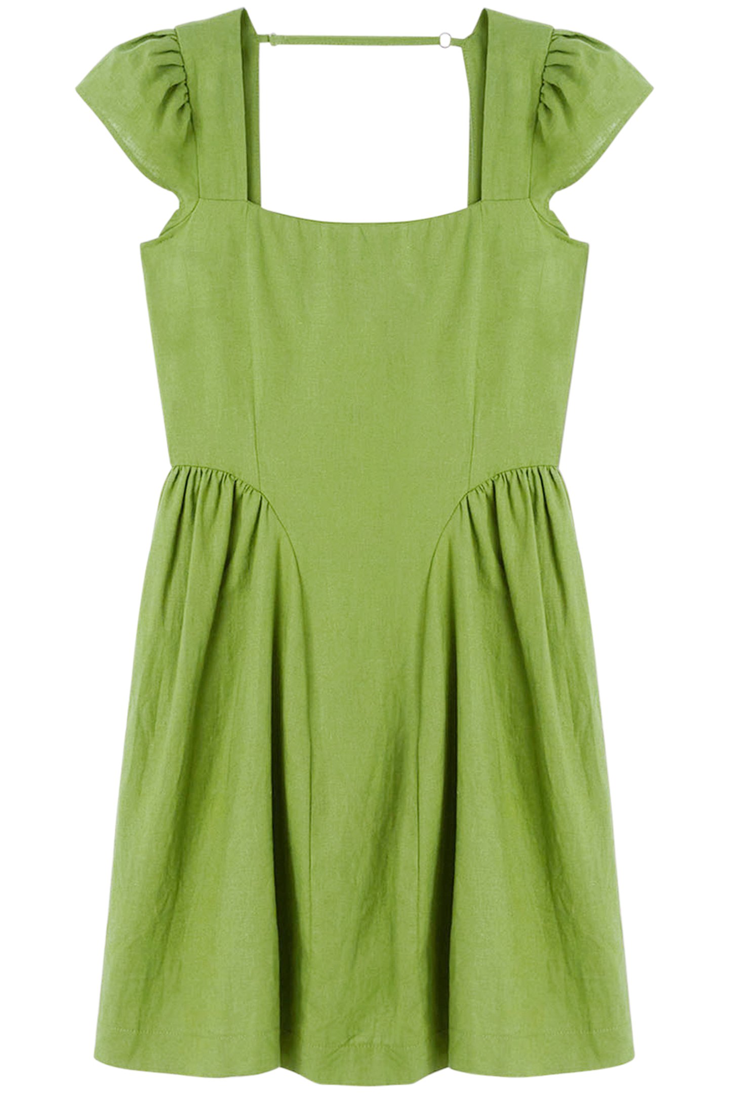 LINEN BLEND MINI DRESS GREEN 4