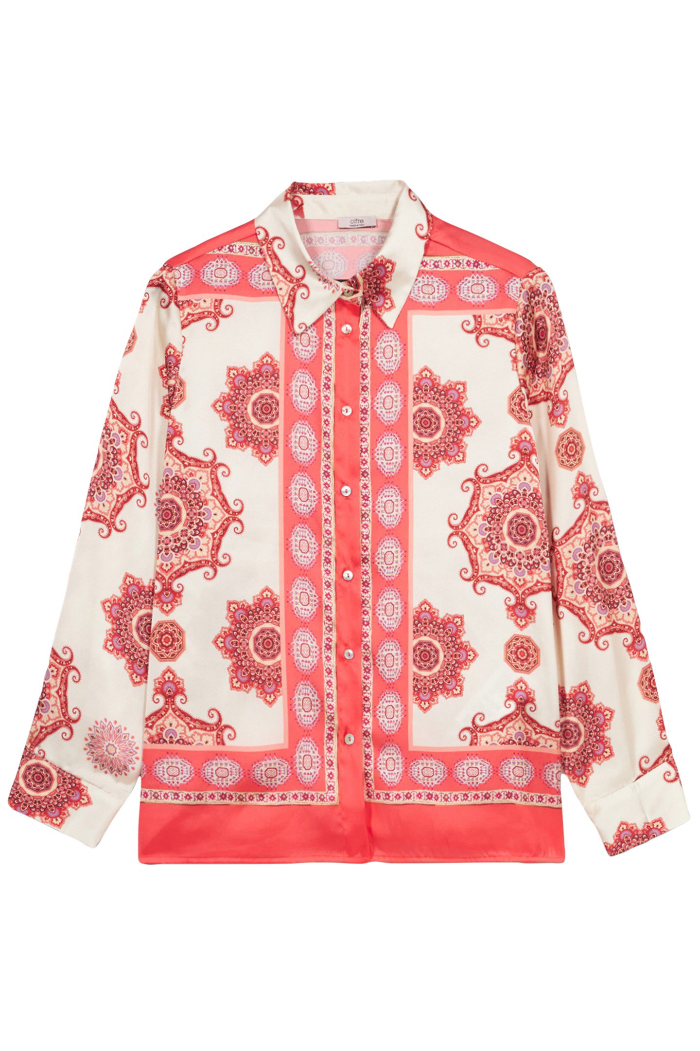 PATTERNED SATIN SHIRT RED 3