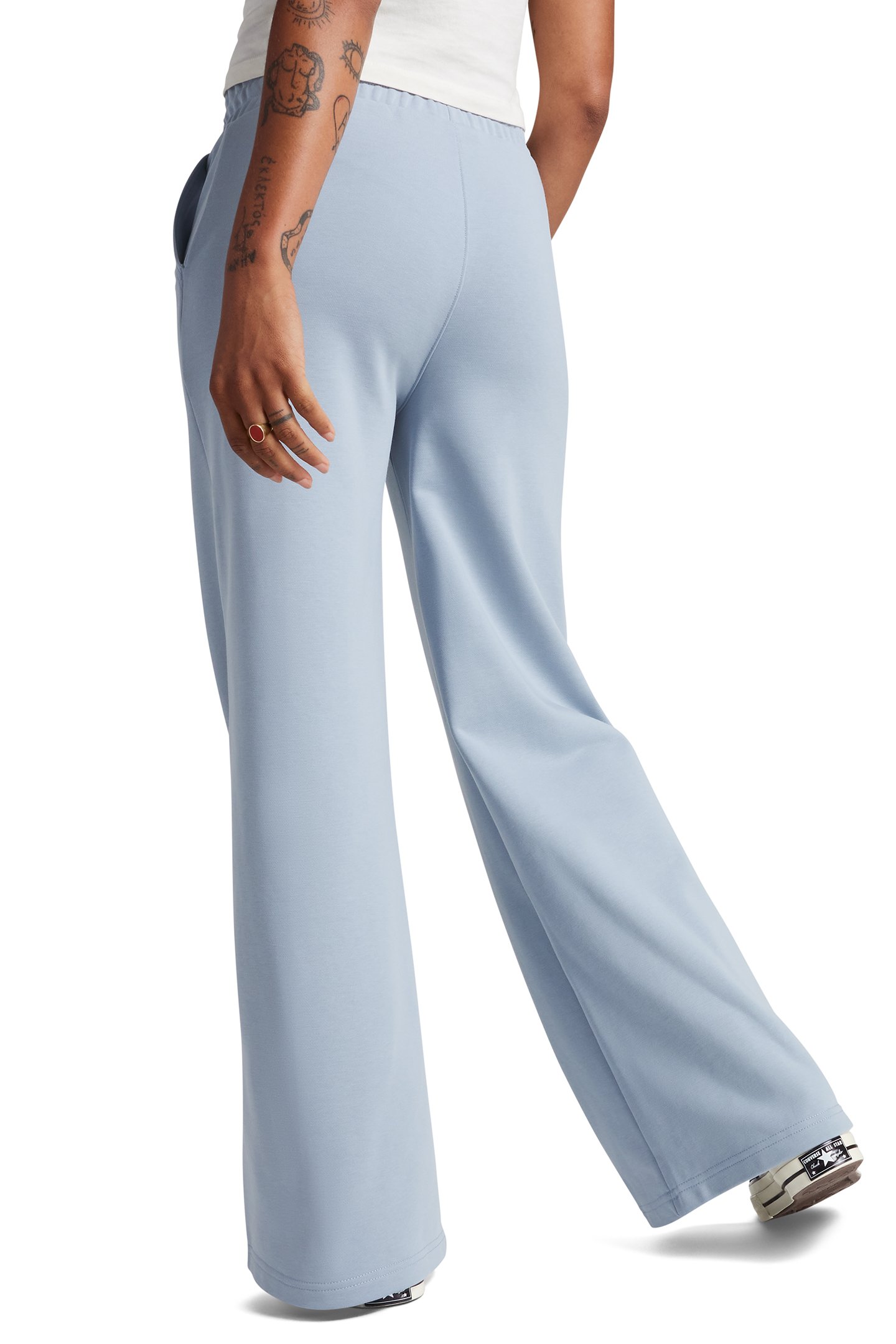 KNIT WIDE LEG PANTS WET STONE 2