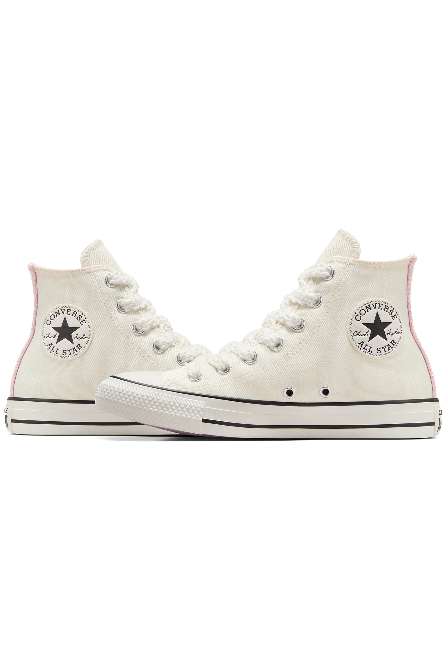CHUCK TAYLOR ALL STAR CROCHET LACES EGRET/SUMMIT PINK/BLACK 5