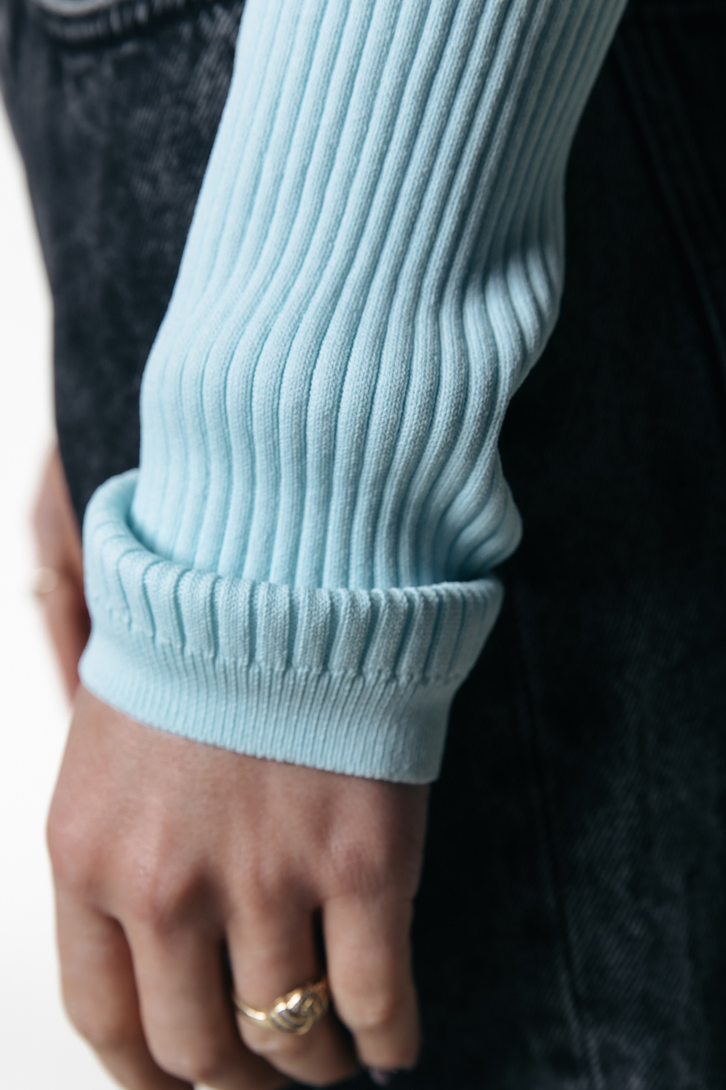 NORI FINE KNIT CROPPED LONGSLEEVE POLO NIET GEBRUIKEN BLUE 4