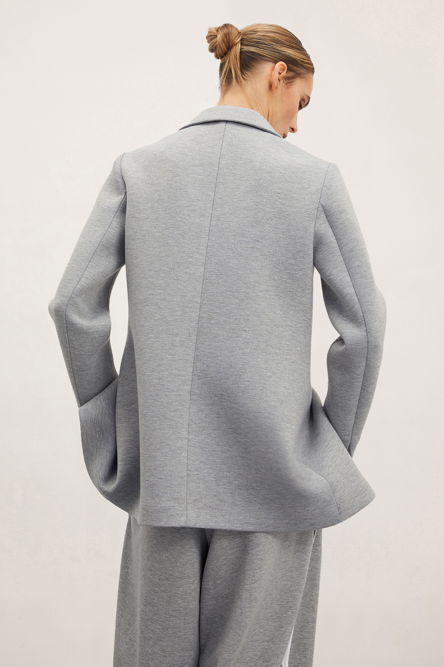 OVERSIZED NEOPRENE EFFECT BLAZER JACKET GREY 2