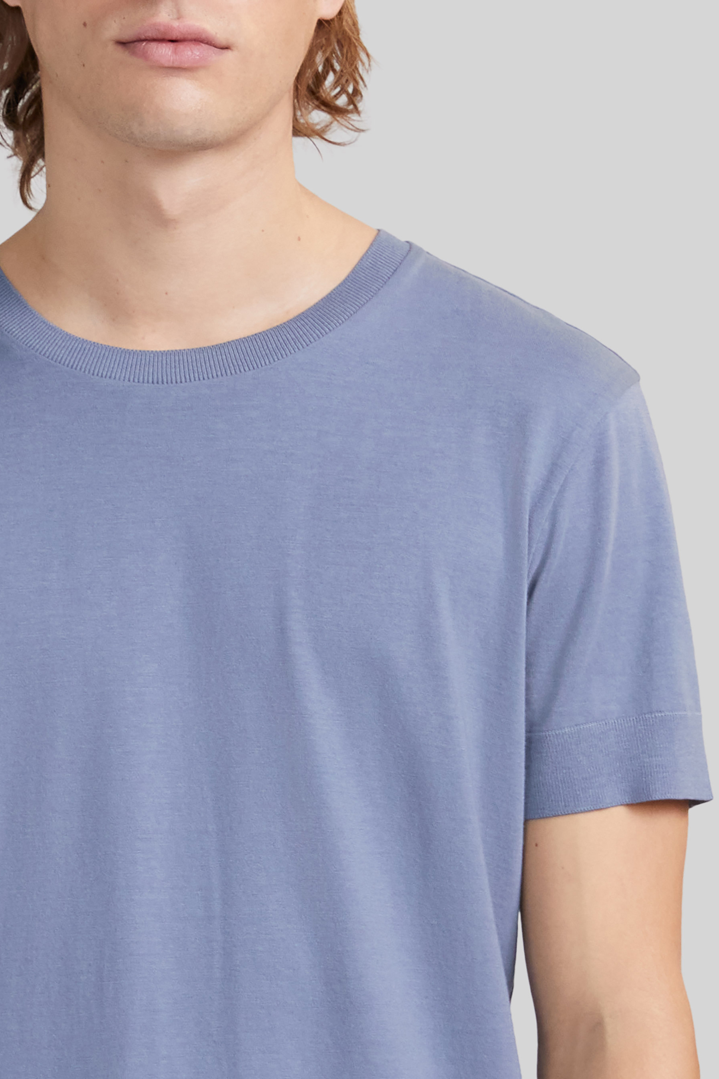 LIGHT BLUE COTTON MODAL BLEND T-SHIRT 3