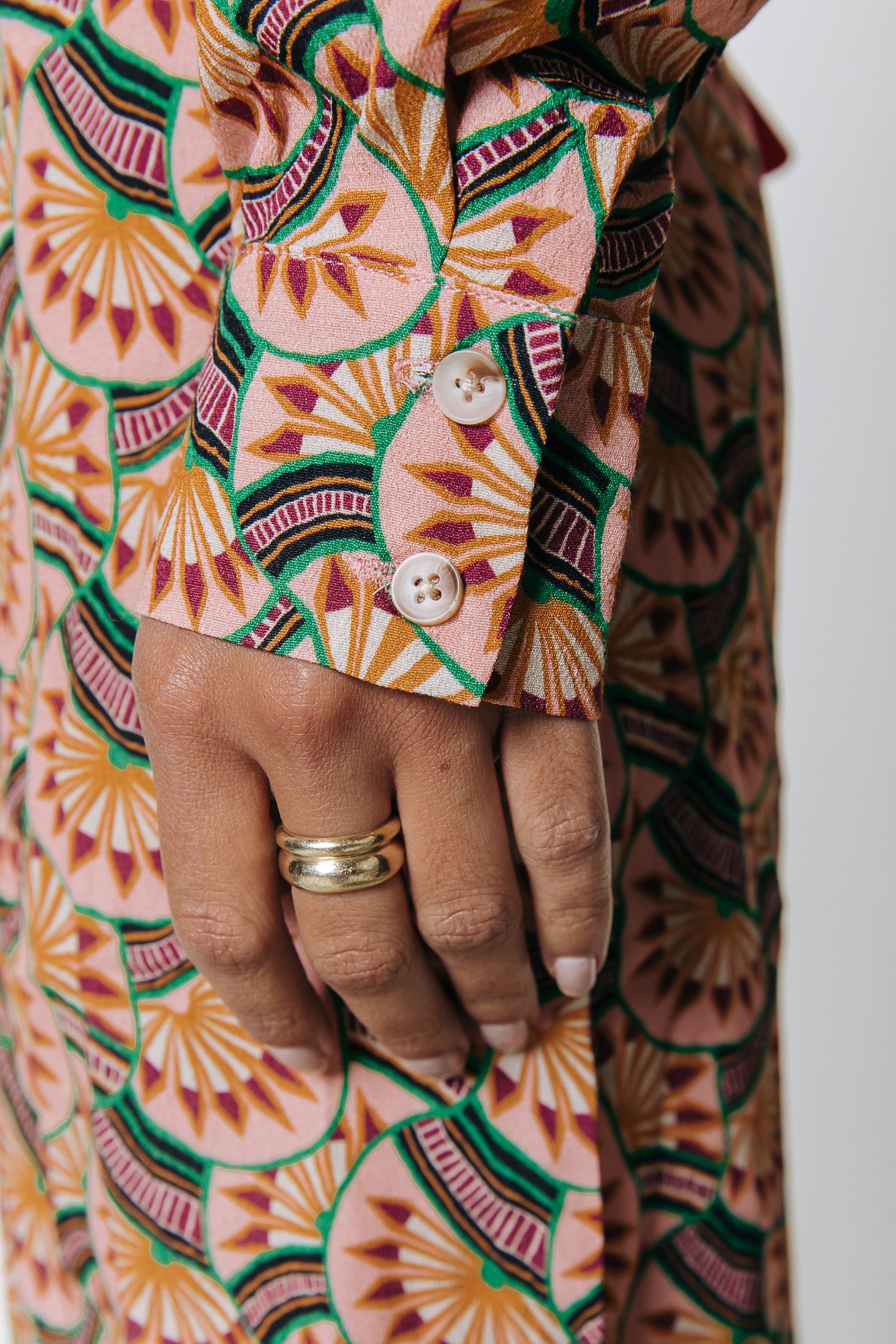 NINA GRAPHIC FAN MINI SHIRT DRESS VINTAGE PINK 4