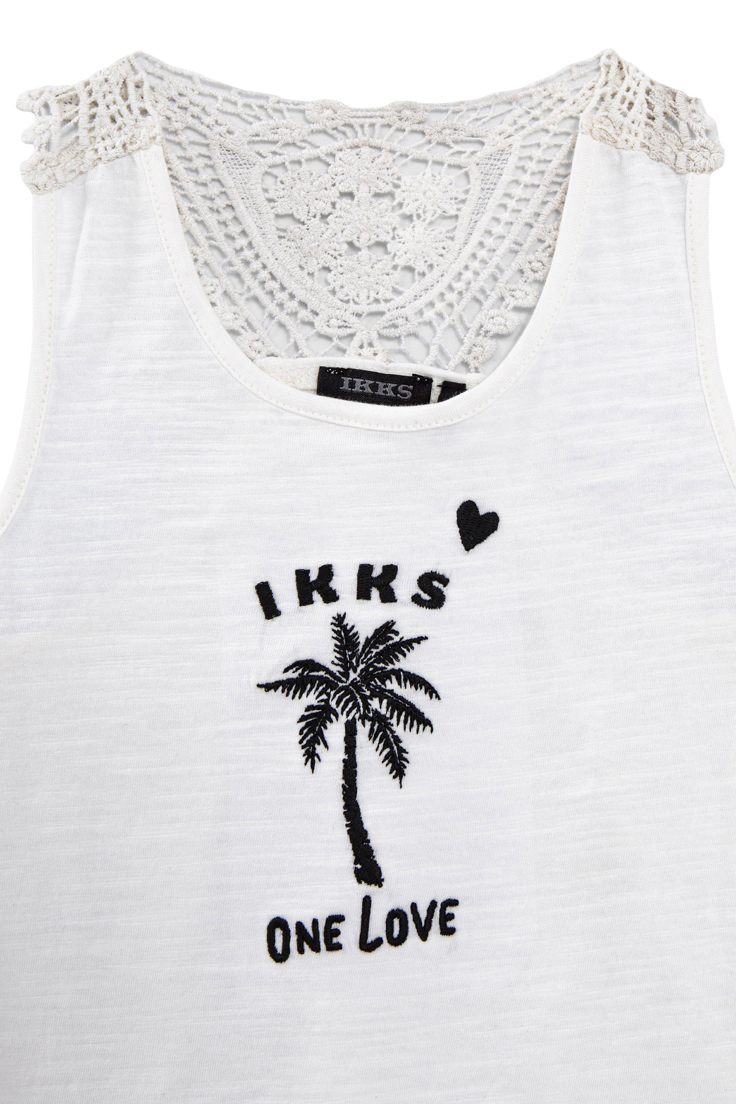 GIRLS' ECRU ORGANIC COTTON VEST TOP WITH MACRAMÉ LACE BACK 3