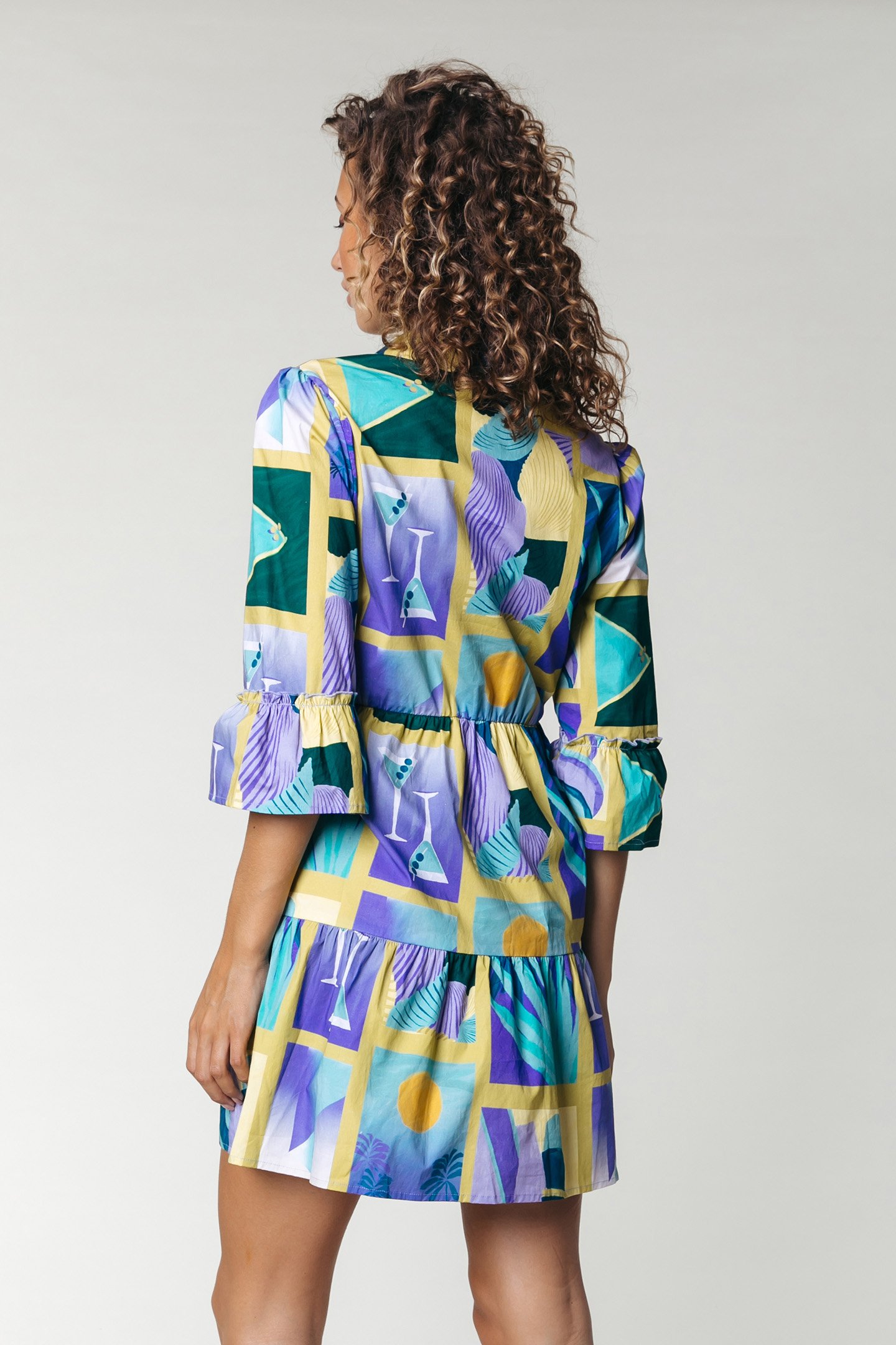 SUMMER SCENERY RUFFLE DRESS MULTICOLOR 2