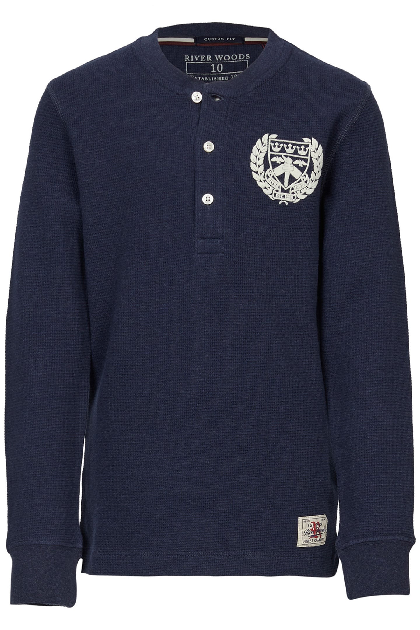 DENIM BLUE HENLEY T-SHIRT IN BLUE 1