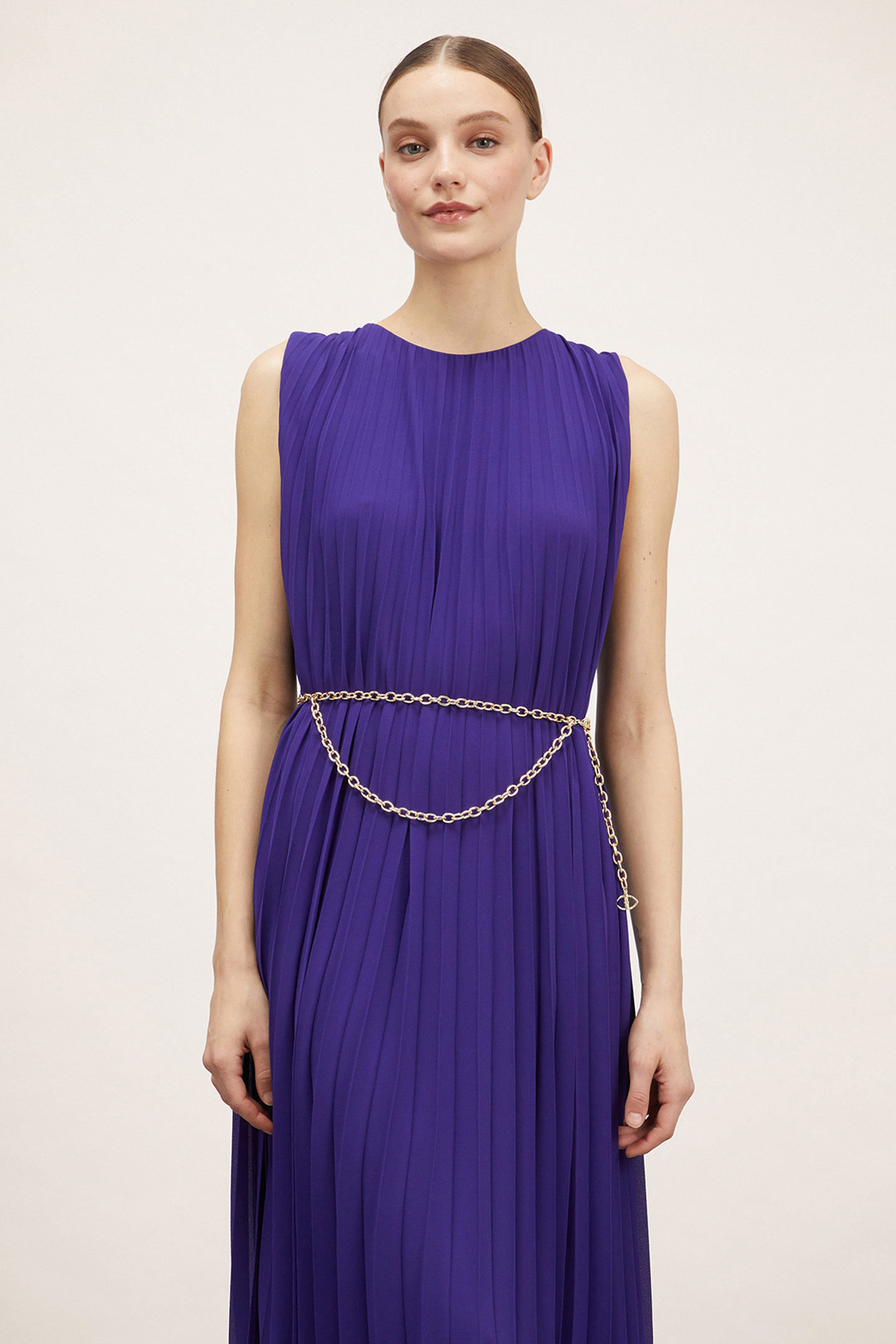 PLEATED MAXI DRESS VIOLET 4