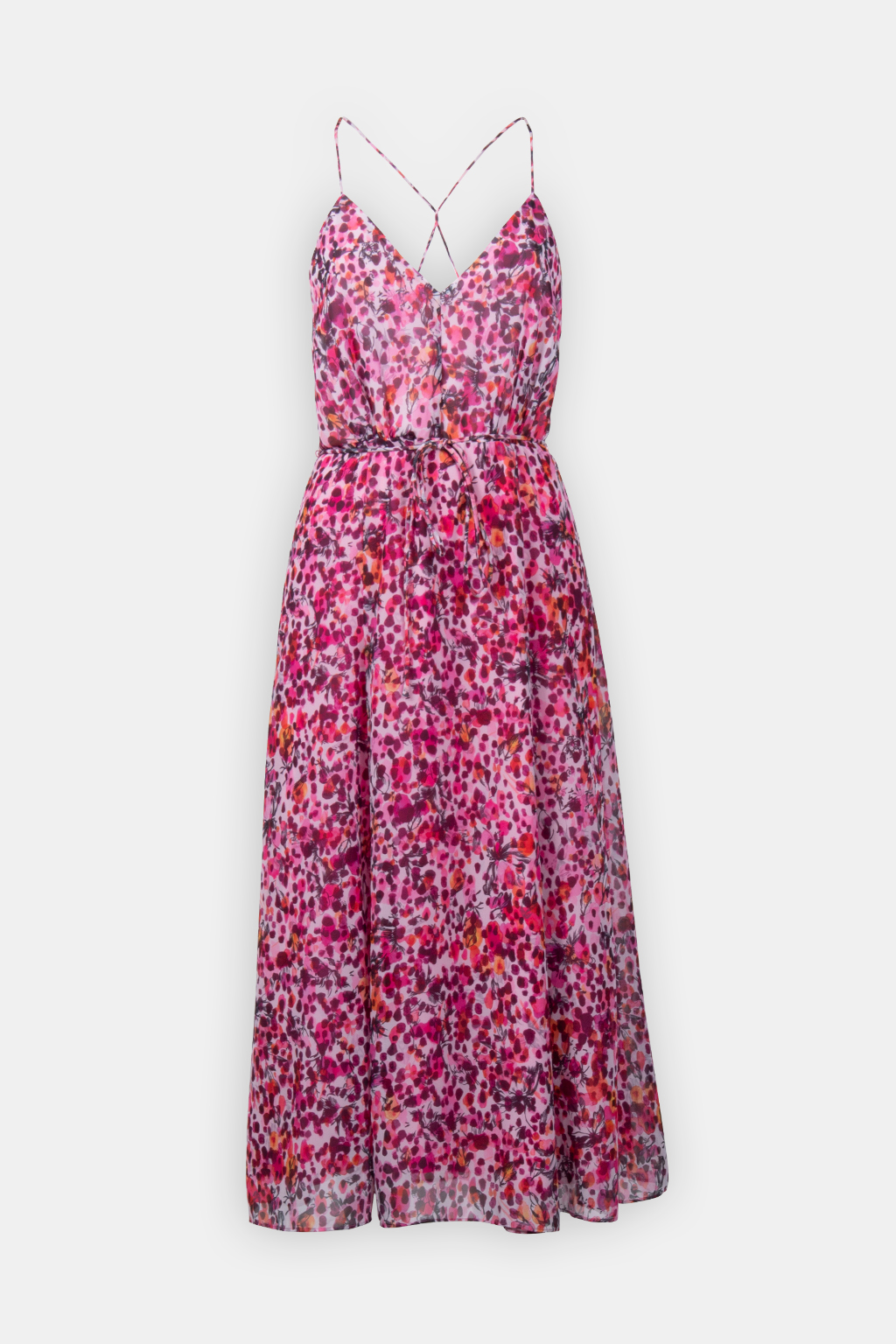 STRAPPY PRINTED MIDI DRESS PINK 3