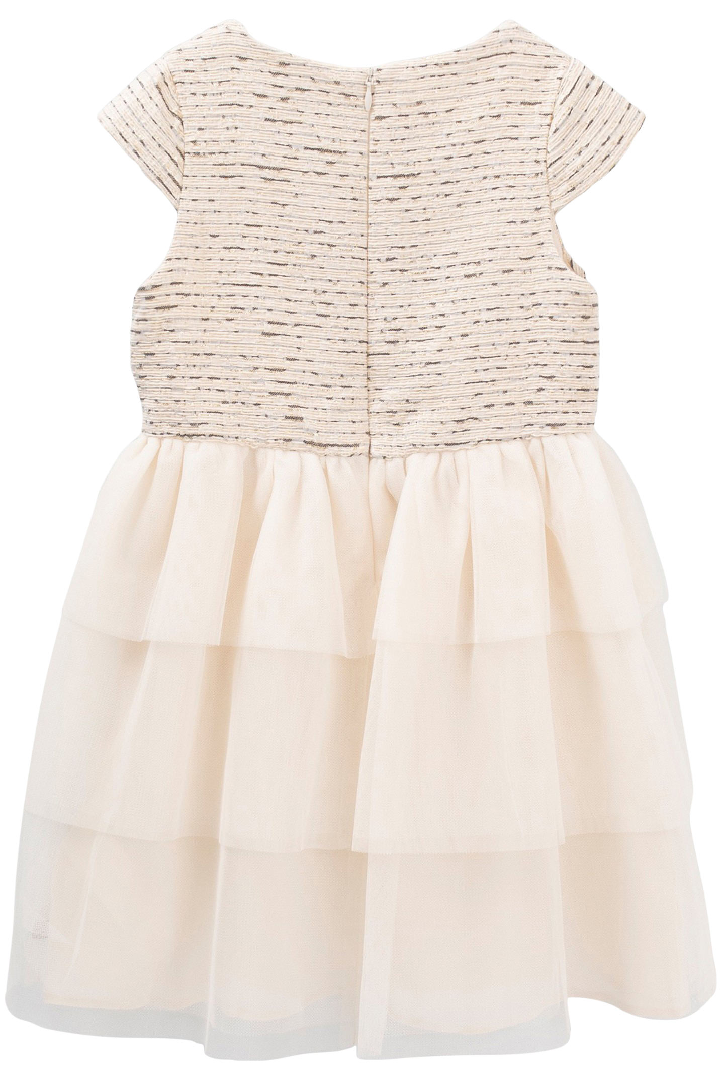 GIRL'S BI_MATERIAL DRESS IN ECRU 2