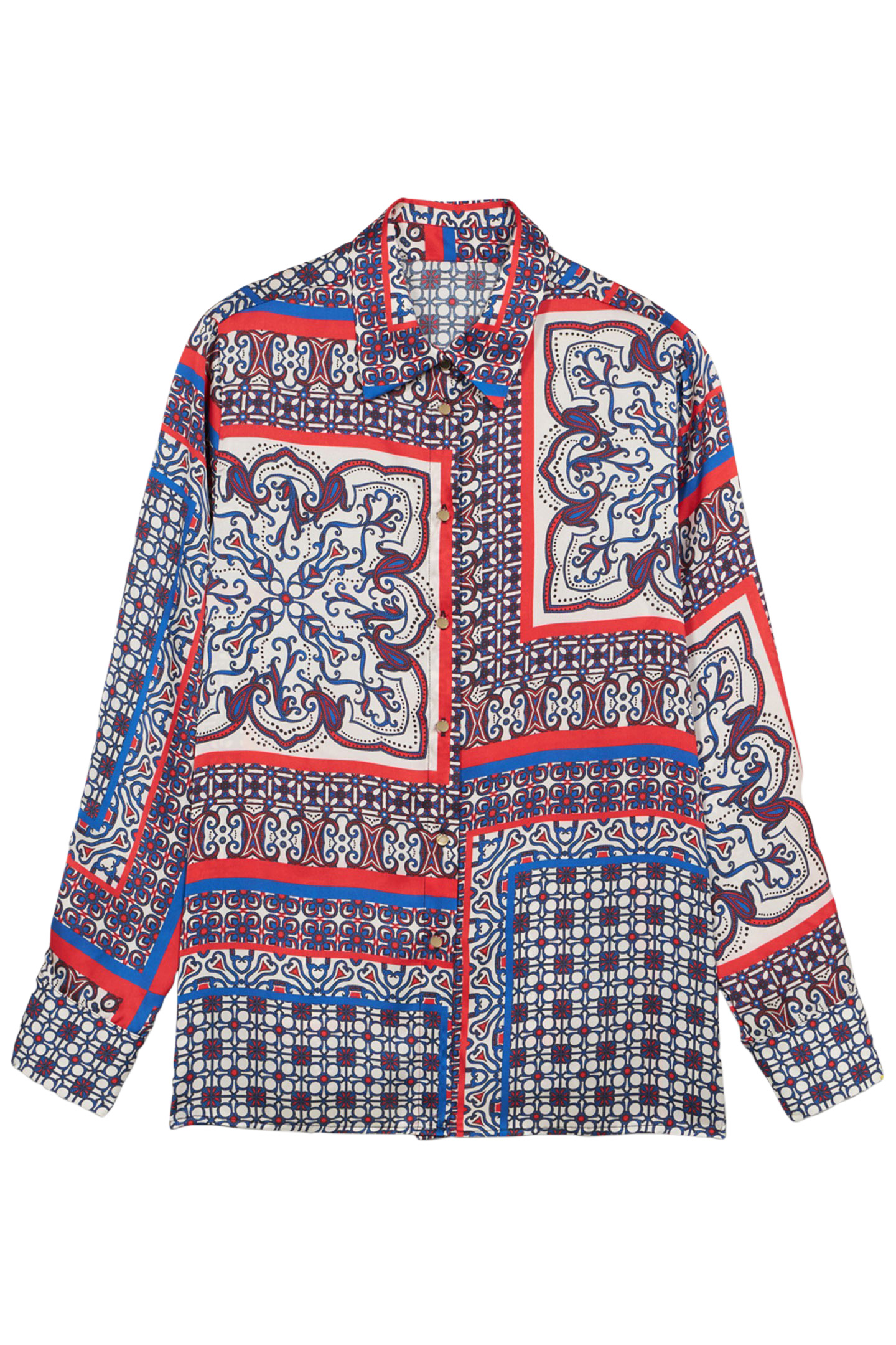 PATTERNED SATIN SHIRT RED 3