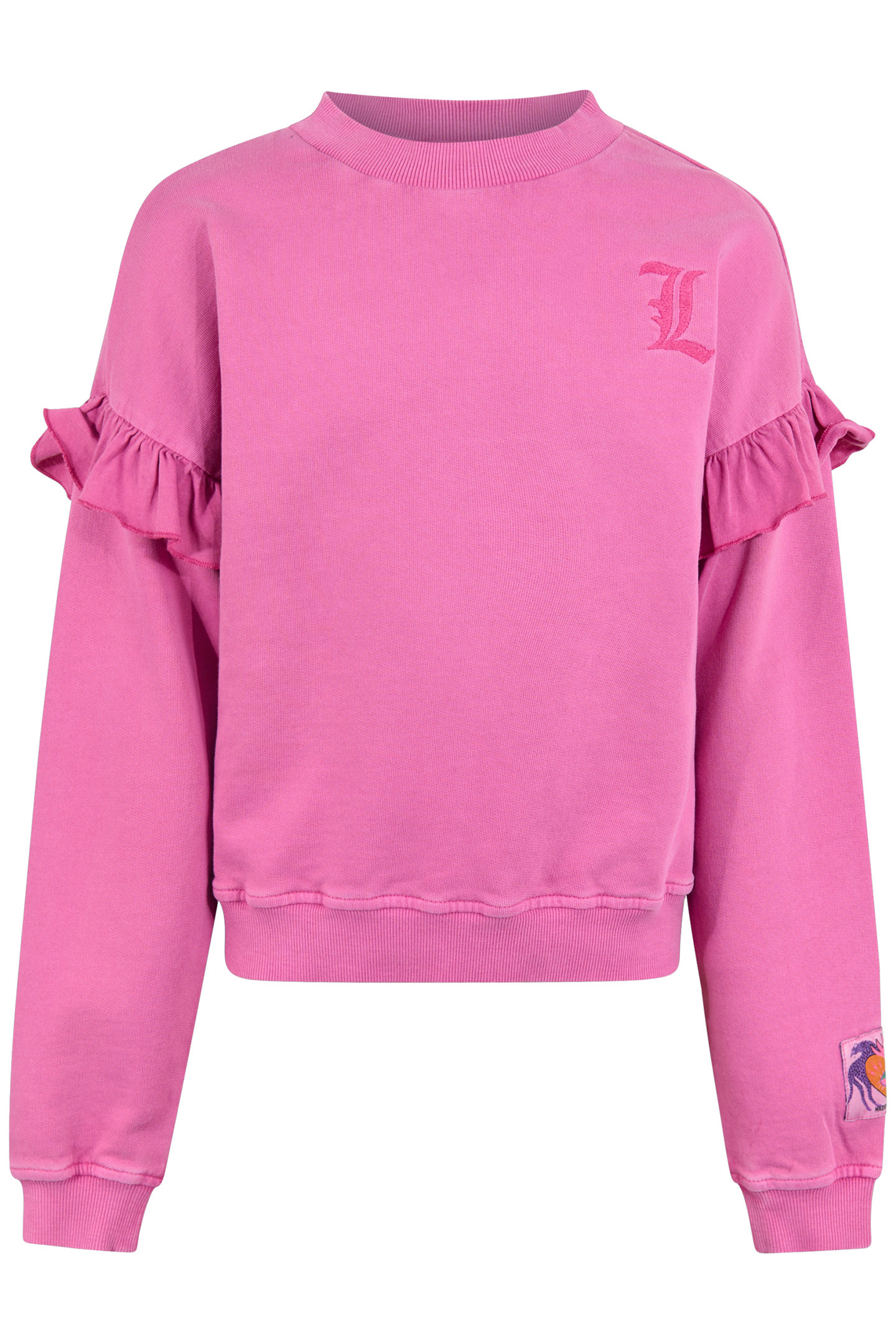 GIRLS GAM-SBLIZZY RUFFLE SWEAT PINK 3