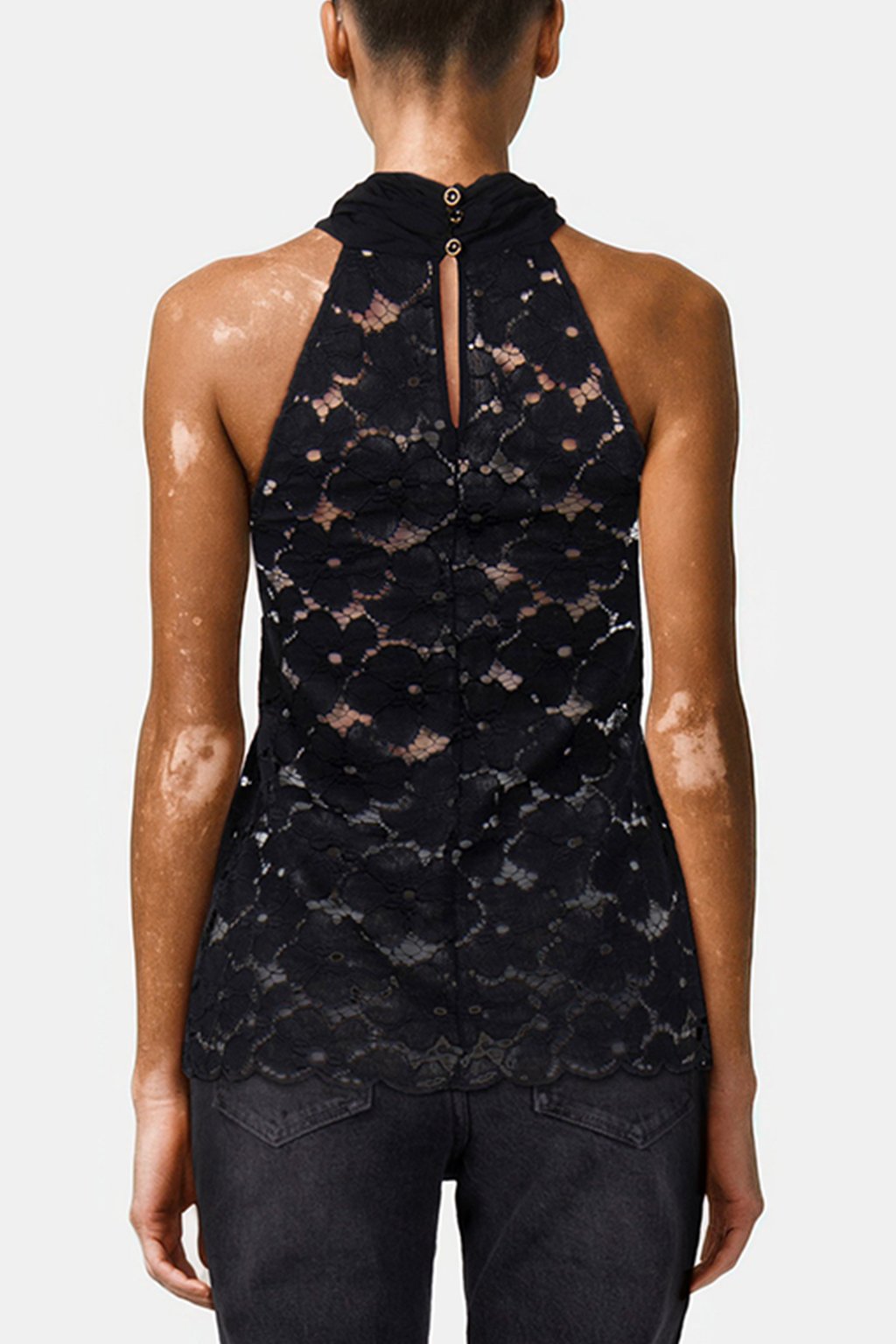 TOP - LACE + CHIFFON BLACK 2